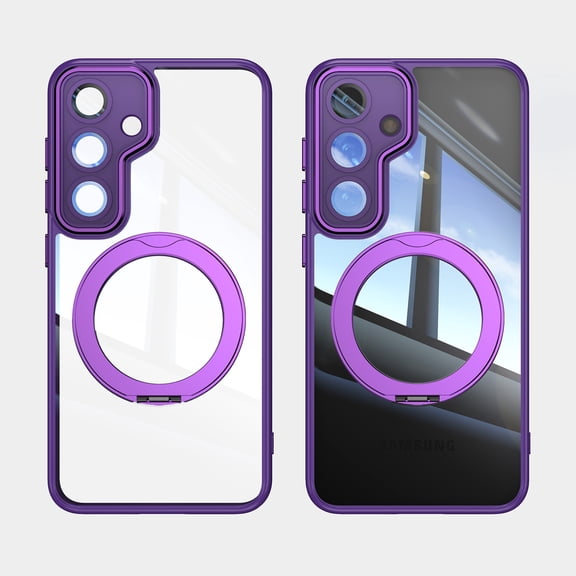 Compatible for Samsung Galaxy S26 Phone Case with Stand, Rotatable Ring Holder Kickstand Rugged Shockproof Protective Cover Case with Camera Lens Protector for Samsung Galaxy S26, Darkpurple