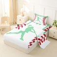 thumbnail image 2 of Erosebridal Mint Dripping Baseball Stitch & Hitter Silhouette Graphic Twin Sheet Sets 3pcs, Baseball Graphic Bedding for Boys And Girls Kids,Lightweight Room Decor, 2 of 5