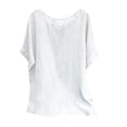 thumbnail image 2 of SDNall Linen T-Shirts for Women Fashion Summer Loose Solid T-Shirt Short Sleeve Casual Blouse Womens Summer Tops (White, Sizes S-XXL), 2 of 9