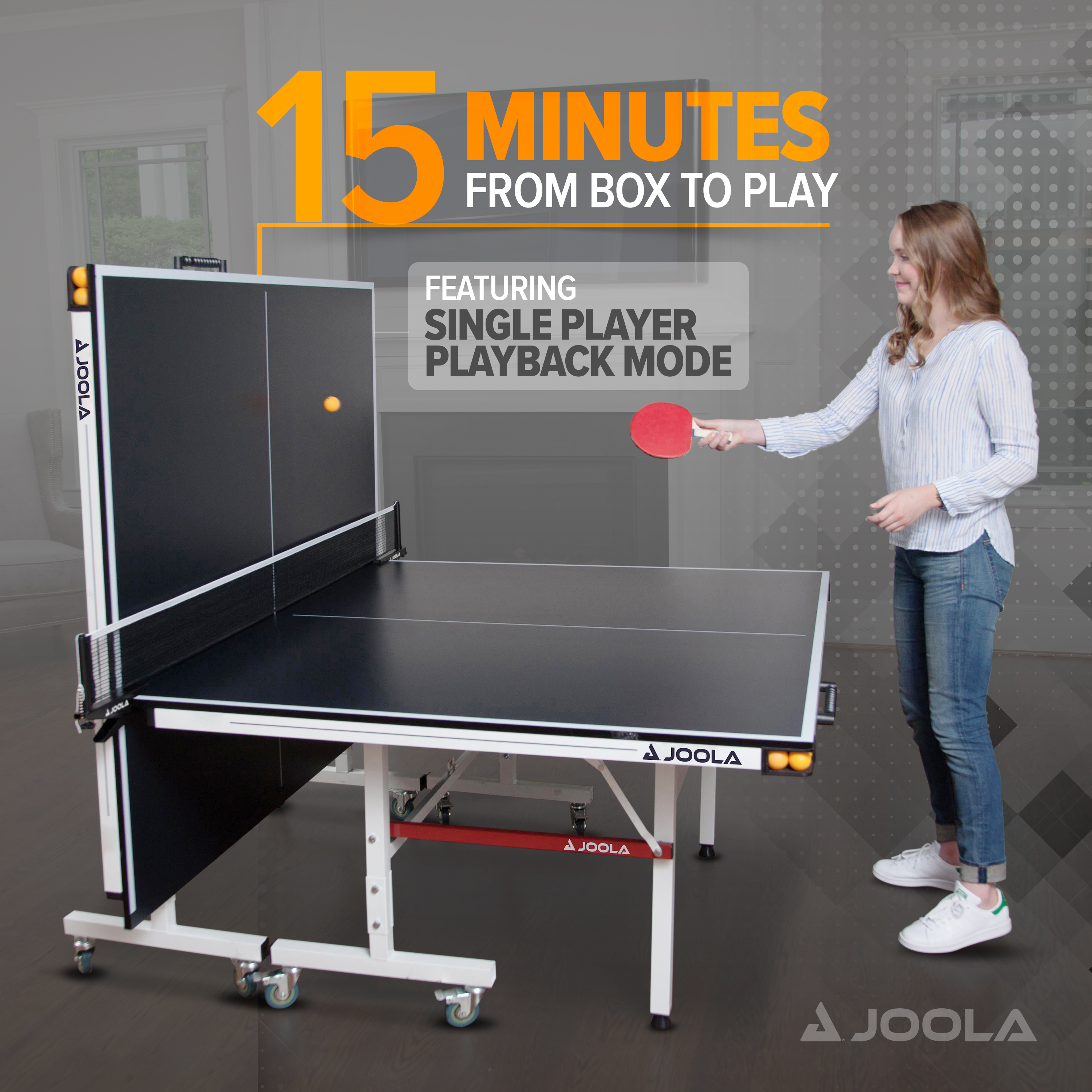 JOOLA Motion Official Size 2-Piece Indoor Table Tennis Table, 18mm, Black
