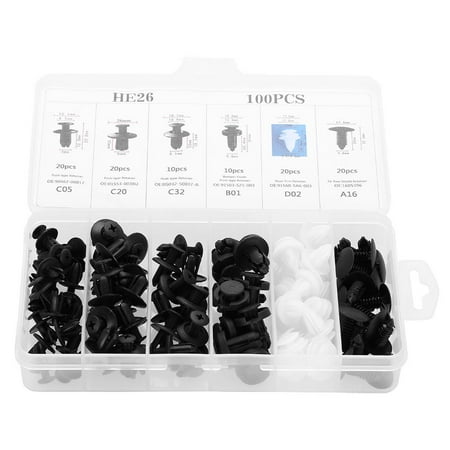 Yosoo Push Retainer Kit, 100Pcs 6 Sizes Assorted Clip Trim Car Push Pin Rivet Bumper Door Panel Retainer Storage Case GM Ford Toyota Honda