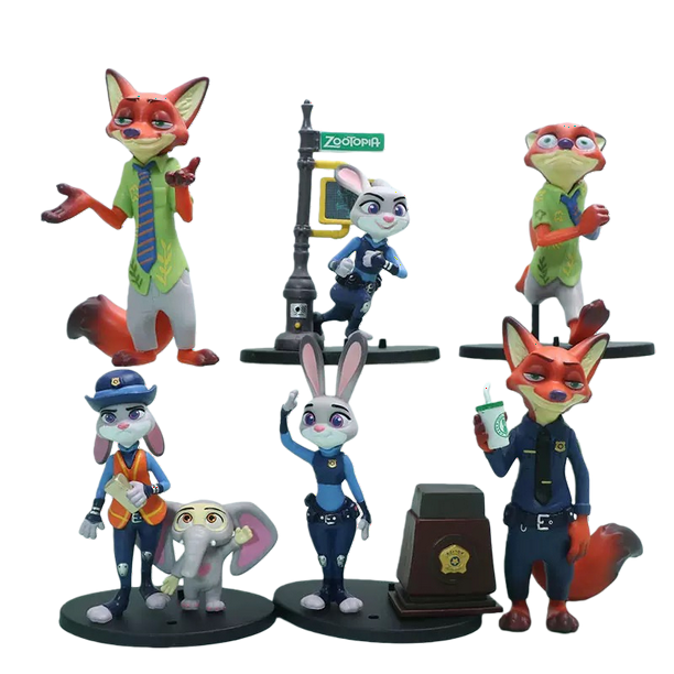 Toy Ornaments, 6 figuras de anime con dibujos animados de Zootopia para niños mayores de 14 años