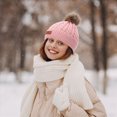 thumbnail image 2 of NOLDARES Girls Boys Winter Hat Children's Warm Knitted Earflaps Beanie with Pom Pom Thicken Fleece Lining Cap for Kids(K166-Pink), 2 of 6