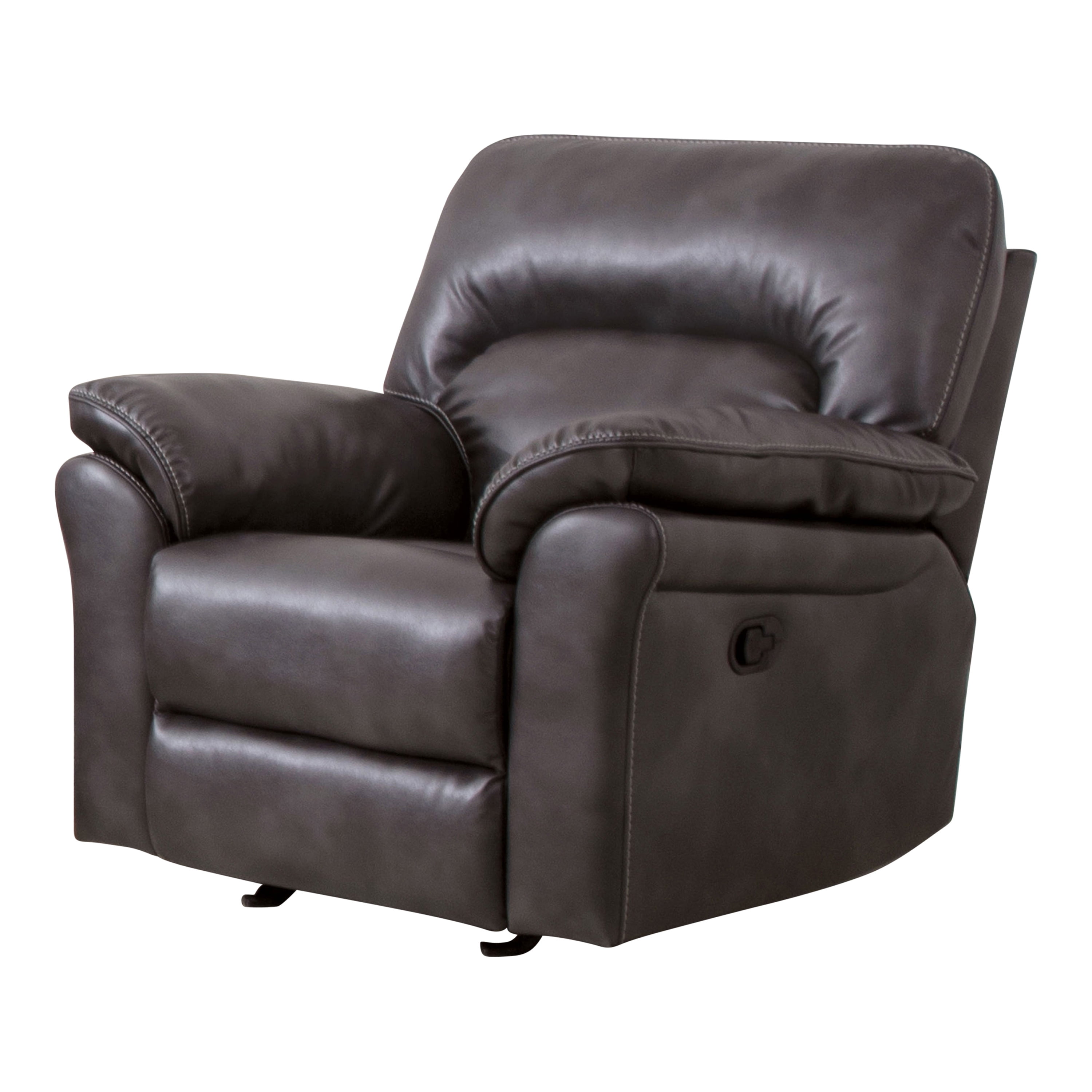 Furniture of America Rhome Upholstered Indoor Faux Leather Glider Recliner, Dark Gray