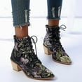 thumbnail image 5 of Mostsola Ankle Boots for Women Vintage Floral Embroidery Lace up Pointed Toe Heeled Booties, 5 of 5