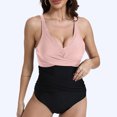 thumbnail image 2 of Iugvhana Women's Tummy Control Swimsuits Crisscross One Piece Bathing Suits V Neck Ruched Slimming Swimwear High Waisted Swim Suit Pink XXL, 2 of 5