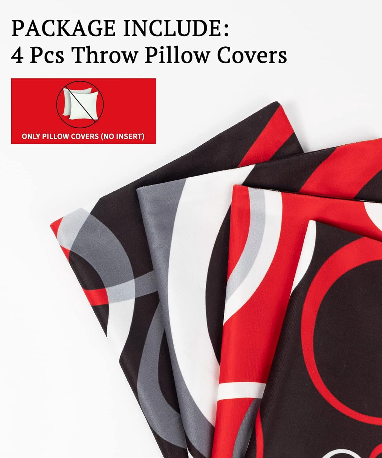 Red and Black Throw Pillow Covers Set of 4 18x18 Inch Abstract Modern Geometric Square Cushion Cases for Sofa Bed Couch Add Bold and Dramatic Accents to Your Living Room