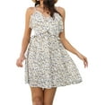 thumbnail image 4 of SAYOO Women's A-line Slip Dresses, Spaghetti Strap Frilly Floral Print V-Neck One-piece, 4 of 9