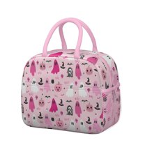 Womens Halloween Pink Ghosts and Witchy Elements Lunch Box for Work,Insulated Lunch Bag for Women,Loncheras Para Mujer,Leakproof Adult Lunch Bag for Work,Beach,Travel,Picnic,Camping