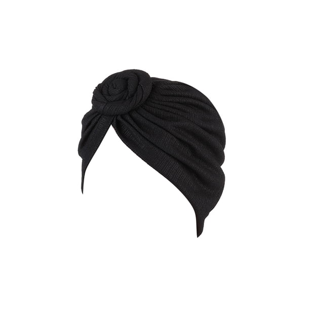 Qarigey Hijab musulmán de estilo Simple con nudo de turbante, cubierta étnica, pañuelo elástico de Color sólido, gorro con estilo, adornos para Sombreros Negro Qarigey AP011271-02B