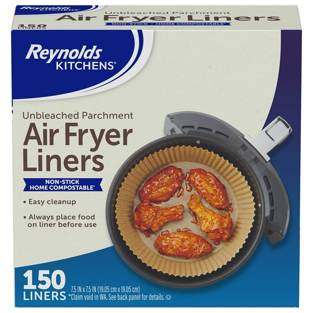 Reynolds Kitchens Unbleached Parchment Air Fryer Liners, 150 ct- With Paper Towel By OMA