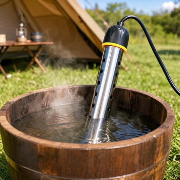 110V Electric Immersion Water Heater, Portable Stainless Steel Heating Rod with Auto Shut Off for Cup Tea Coffee Soup