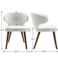 thumbnail image 3 of Dayalane Mid Century Modern Dining Chairs Set of 2, Upholstered Sherpa Fabric with Curved Wingback, Solid Wood Legs for Kitchen, Dining Room, Bistro, White, 3 of 6