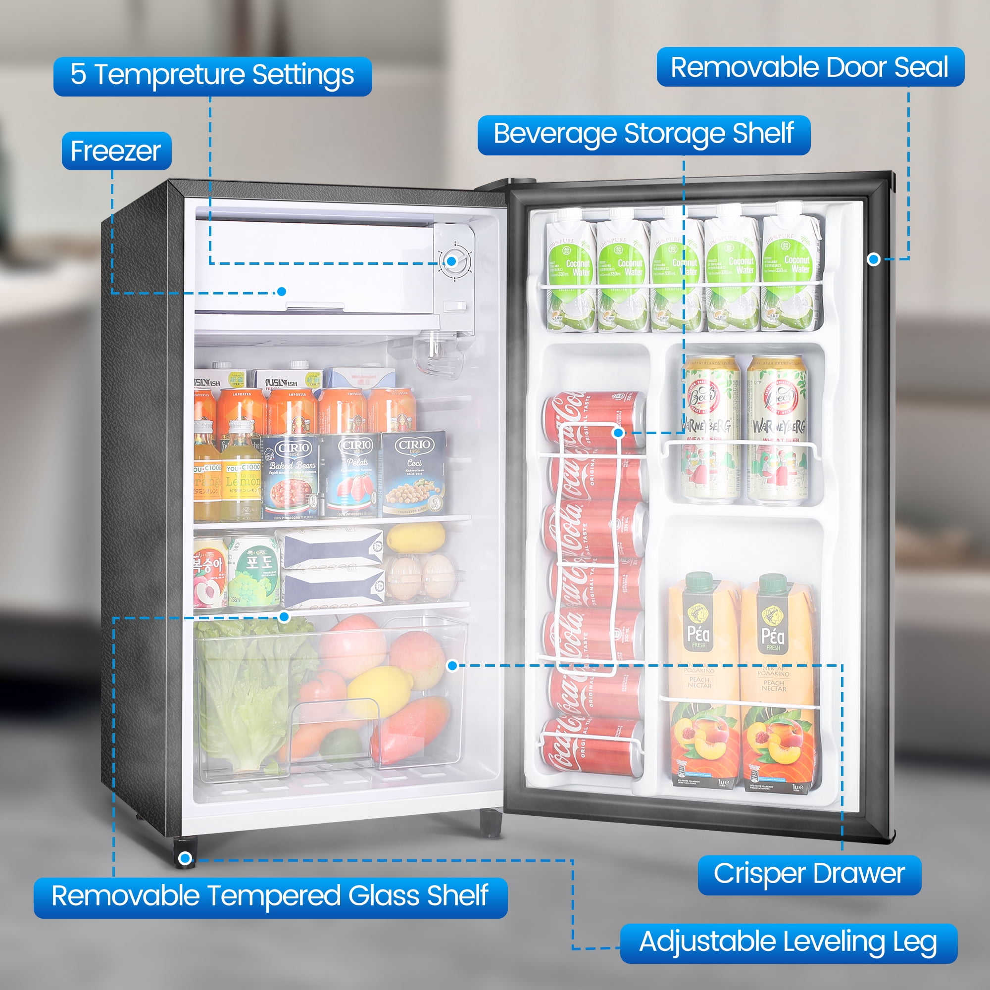 WANAI Energy-efficient Refrigerators with Shelves, 46 lb