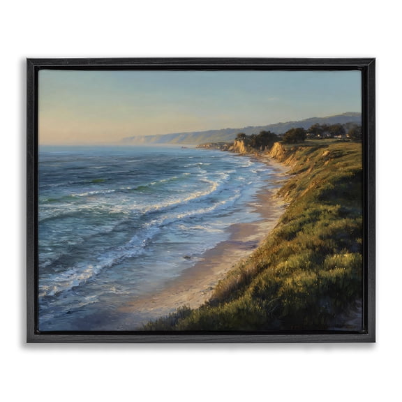 Stupell Industries Tropical Rounded Coastline View Black Floating Frame Canvas Art, 21 x 17, by Franklyn Gregory