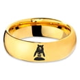 thumbnail image 2 of Tungsten Bear Outdoor Wilderness Heart Emoji Hand Band Ring 7mm Men Women Comfort Fit 18k Yellow Gold Dome Polished, 2 of 4