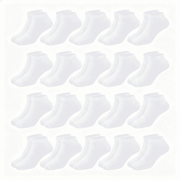 TELOLY Kids Socks 20 Pairs Ankle Socks for Kids Boys Girls 4-15 Years Old White Socks Girls