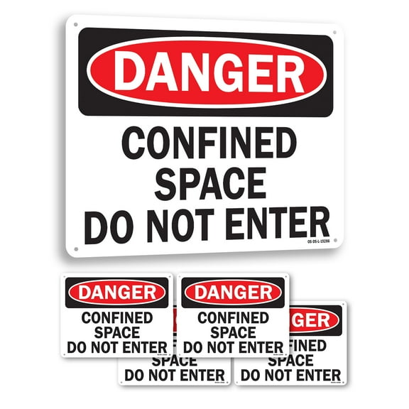 Confined Space Do Not Enter OSHA Danger Rigid Plastic Sign 14 Inch x 10 Inch - 5 Pack