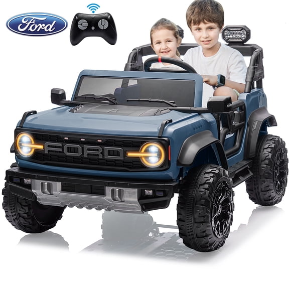 Ford Bronco Raptor 24V Ride on Toys, 2 Seater Ride on Car with Remote Control, Bluetooth Music, Spring Suspension, Battery Powered Electric Cars for Kids Ages 3-8, Blue