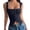 Navy, variant on Women's Square Neck Button Front Tank with Split Hem - Vintage Style Wide Strap Sleeveless Top for Casual Daily Wear