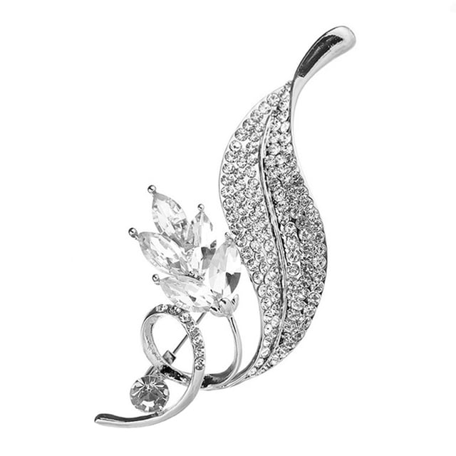 Elegant Rhinestone Brooch for Women with Silver Alloy Material and Sparkling Design Fits Most Occasions 2.5 inch