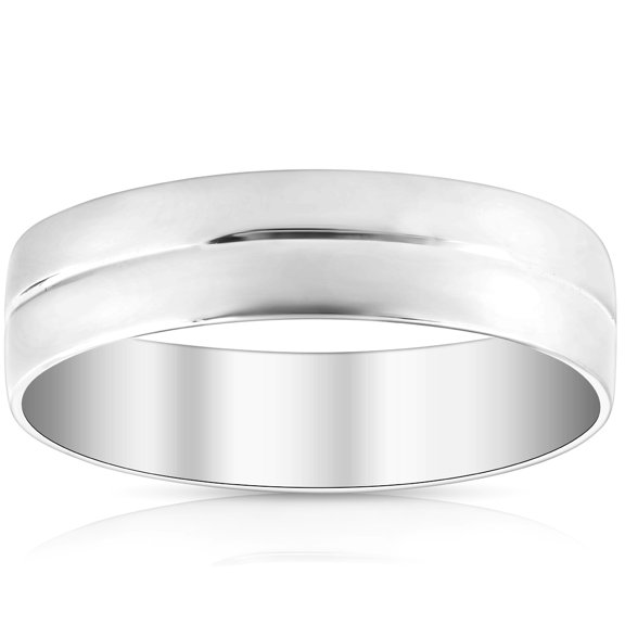 Pompeii Mens 10k White Gold 6MM Polished Dome Carved Wedding Band Comfort Fit Ring (,)