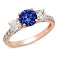 thumbnail image 3 of 1.97 ct Round Cut Simulated Tanzanite 3 Stone 18K Rose Gold Womens Engagement Ring, 3 of 5