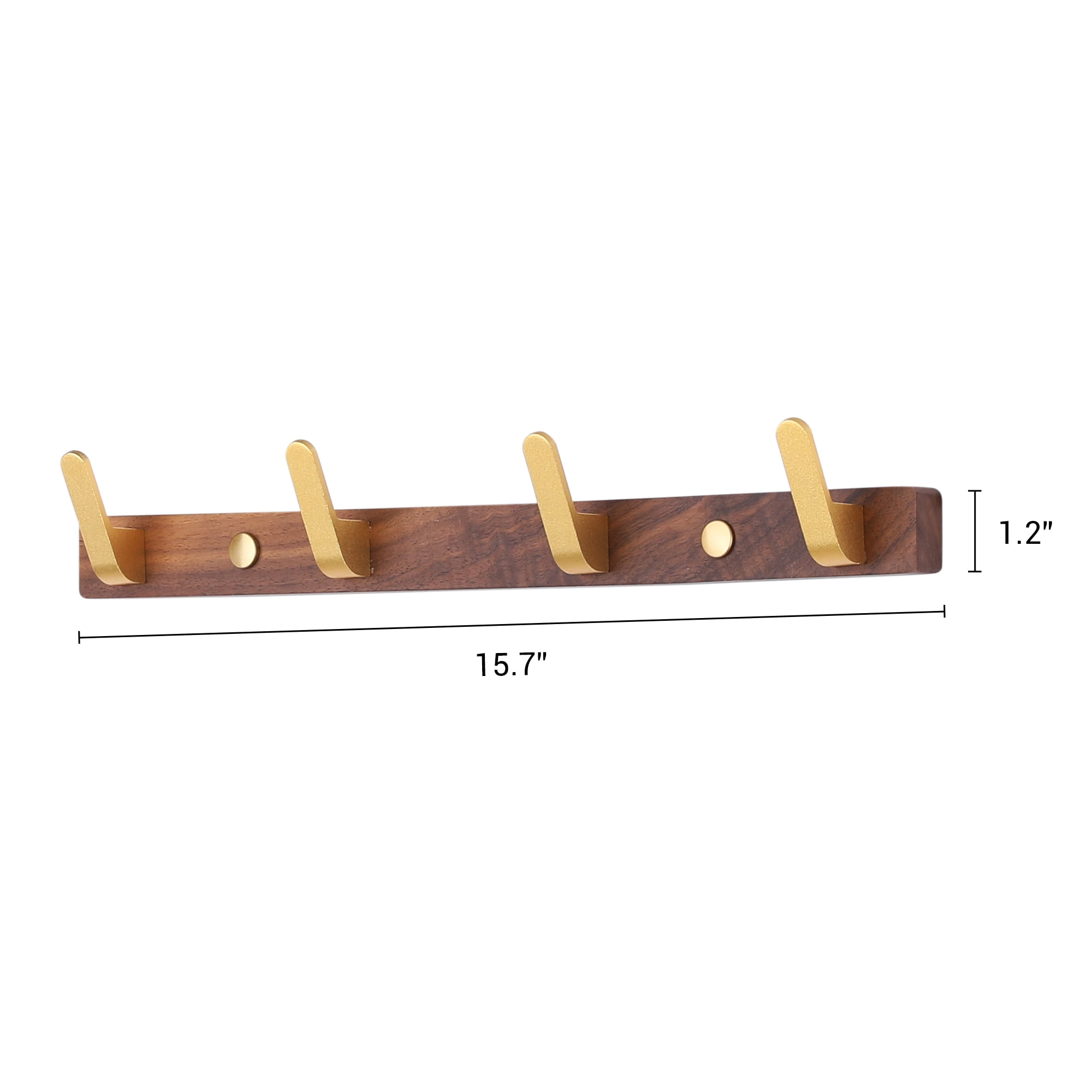 Unique Bargains 1 Pcs Coat Rack Wall Mount Coat Hook for Hanging with 4 Hooks Light Brown