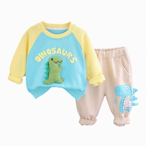 UAYOTSE Unisex Baby Boy Girl Cute Print Sweatshirt and Pants Set Toddler Cotton Outfit for Fall Winter Size 18-24 Months