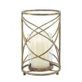 thumbnail image 6 of Sculptural Metal Hurricane Candle Holder for Table Centerpiece - Decorative Pillar Candlestick Holder for Home Decor Accents - Elegant Candle Stand for Entryway or Any Occasion - 10", Gold & Metallic, 6 of 9