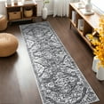 thumbnail image 4 of MeyJey Boho Indoor Hallway Runner Rug 2'x8', Oriental Non Slip Machine Washable Area Rug Distressed Vintage Floor Carpet for Bedroom Kitchen Dinning/Living/Laundry Room, Gray, 4 of 14