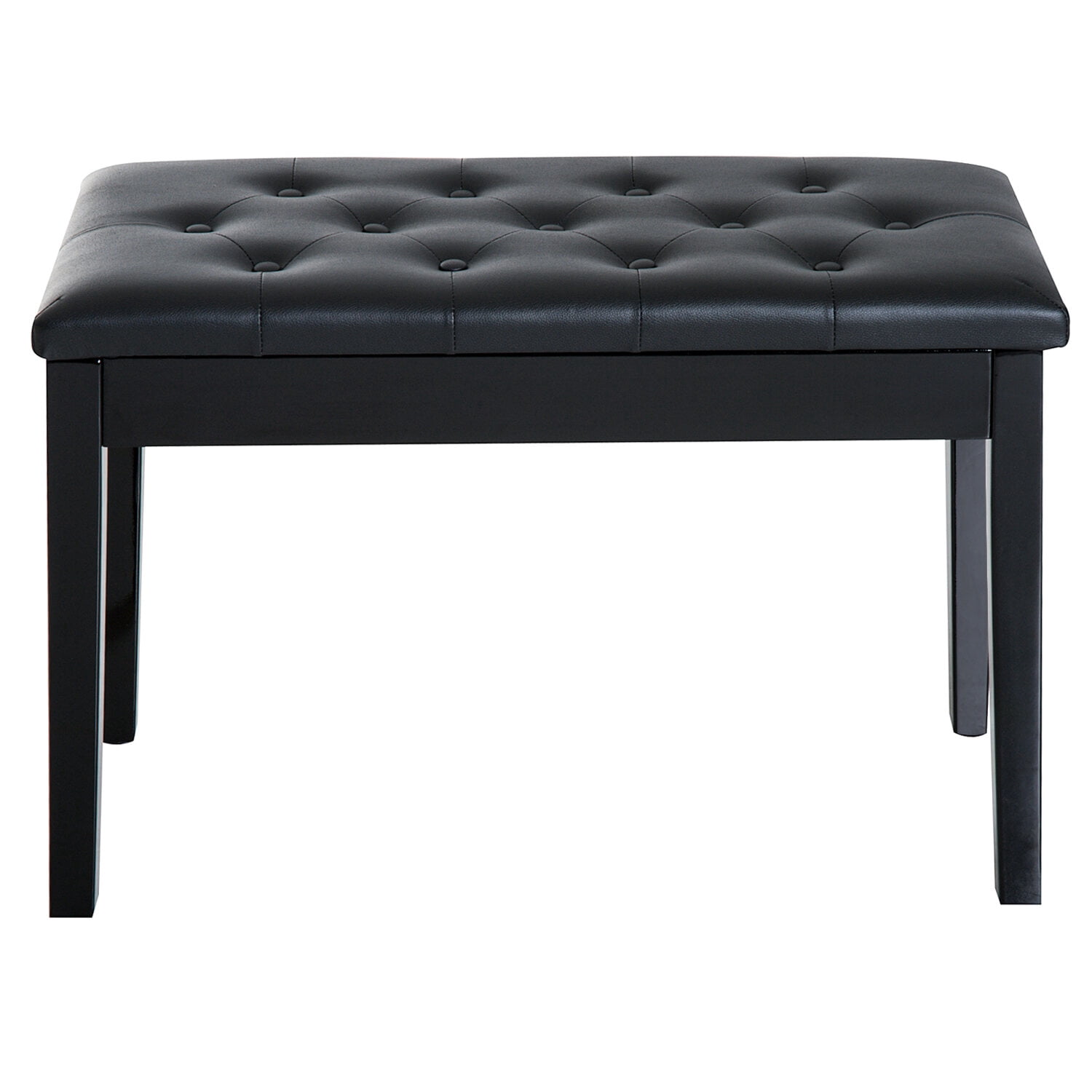 Indoor Storage Benches, Piano Bench, Duet Piano Chair with Faux Leather Padded Cushion and Wooden Frame, Button Tufted Keyboard Bench, Black, Black Wooden Storage Benches,Rattan Storage Benches