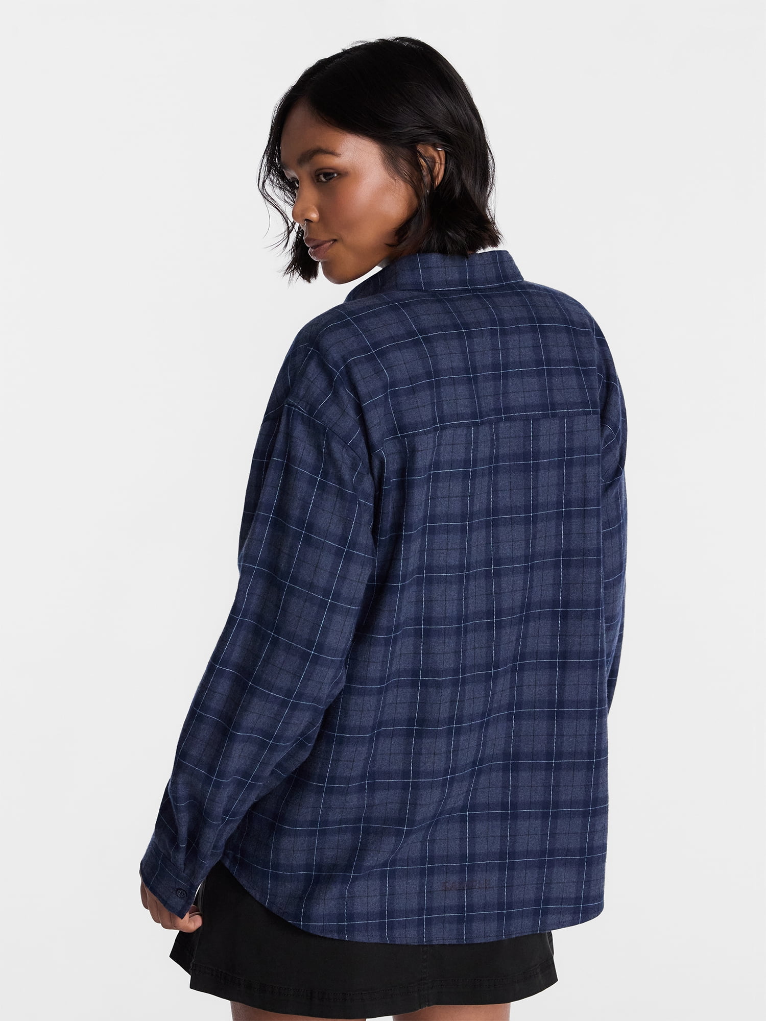 No Boundaries Flannel Cotton Shirt, Women's XXS-XXL
