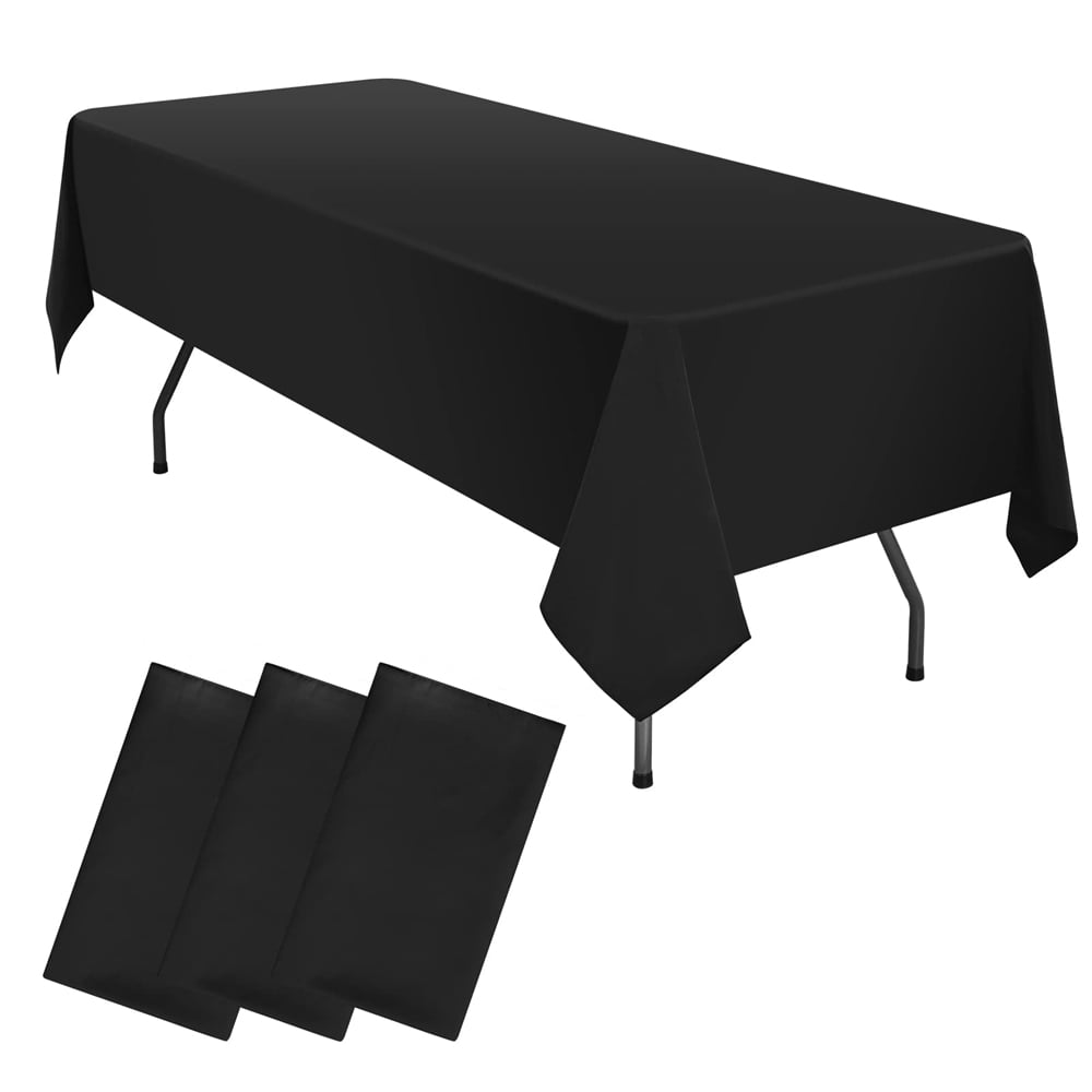 Pesonlook 3 Pack Polyester Tablecloth for 6 Foot Rectangle Tables,60 x102 inch Black Polyester Pesonlook 3 Pack Polyester Tablecloth for 6 Foot Rectangle Tables,60 x102 inch Black Polyester