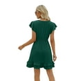 thumbnail image 3 of Women's Dress V-Neck A-line Dresses,Ruffle Short Sleeve Swiss-Dot Chiffon Dress for Summer, 3 of 3
