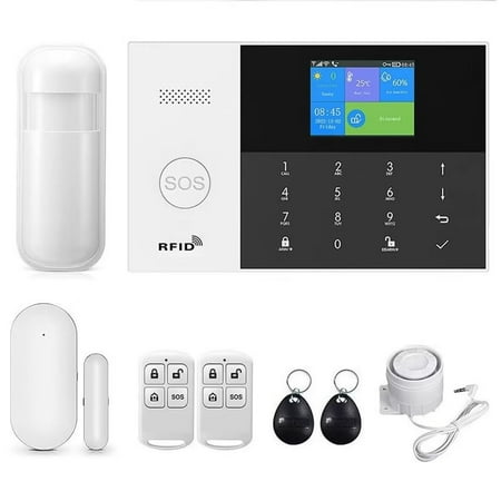 PGST WiFi+GSM/4G Home Smart Alarm Security System Kit,DIY Wireless Burglar Alert System,Motion Detector,Remote Control,Door Window Sensor,Smart Life Tuya APP Control,NO Monthly Fees (PG105-A)