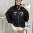 thumbnail image 5 of -Chaqueta cortavientos con lazo Y2k de gran tamaño para mujer, ropa de calle con capucha, prendas de vestir de verano, chaqueta de protección solar, abrigos estéticos, 5 of 5