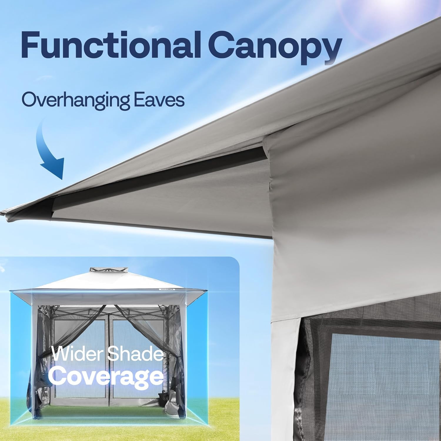 SPECSTAR Pop Up Gazebo 10x10ft Outdoor Canopy Tent with Mosquito Netting & 2 Tiers Roof for Patio Garden Backyard, Beige