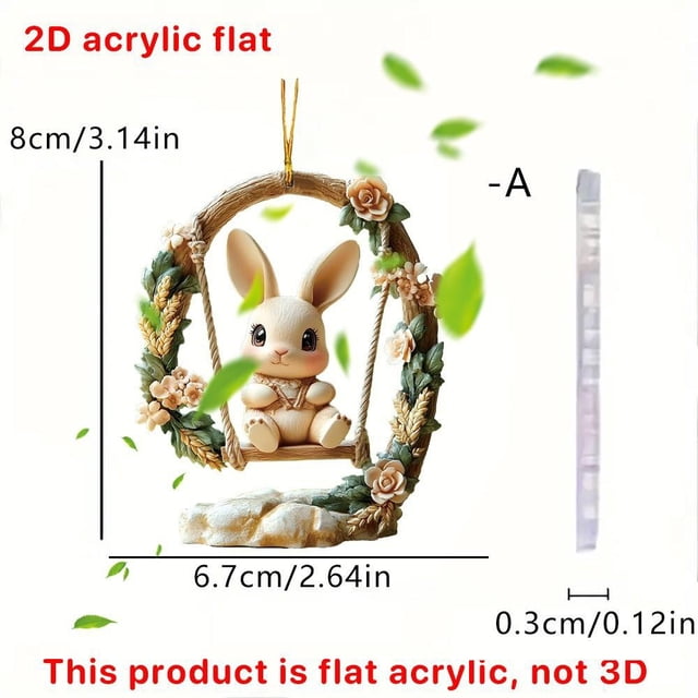 Cute Little Rabbit Acrylic Pendant Car Rearview Mirror Accessories, Backpack Pendant Easter Home Decoration Pendant
