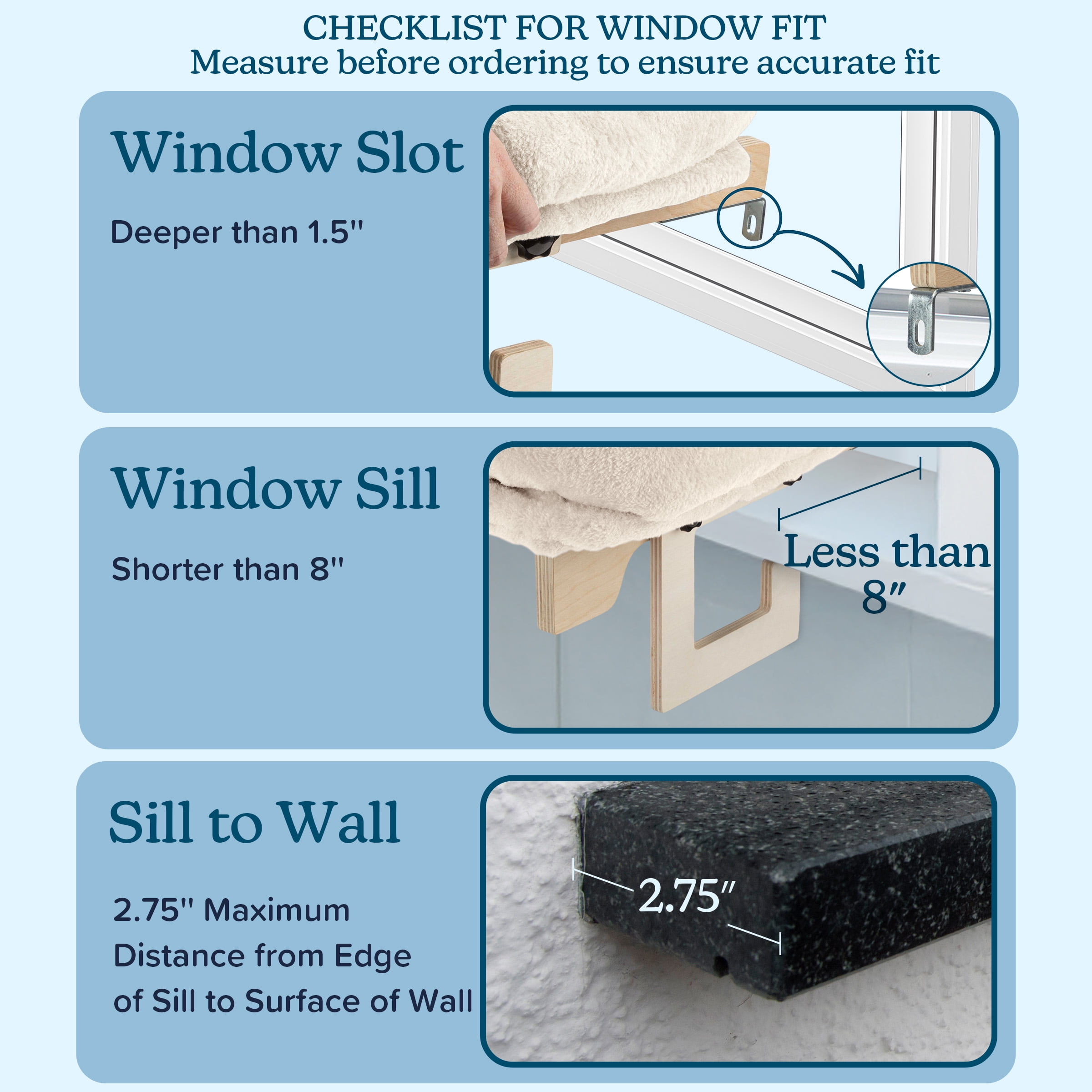 PETMAKER Cat Bed for Window Sill - Cat Window Perch with Bolster (Cream)