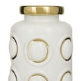 thumbnail image 4 of CosmoLiving by Cosmopolitan 12" White Ceramic Vase with Gold Circle Accents, 4 of 9