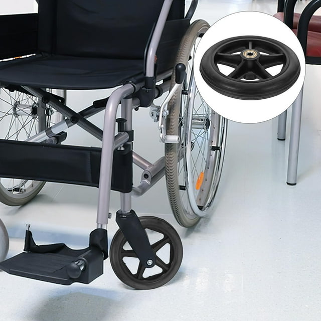 HAMPPLIES Paire de Roulements de Roues de Fauteuil Roulant Remplacement Plastique Noir pour Utilisateurs Handicapés