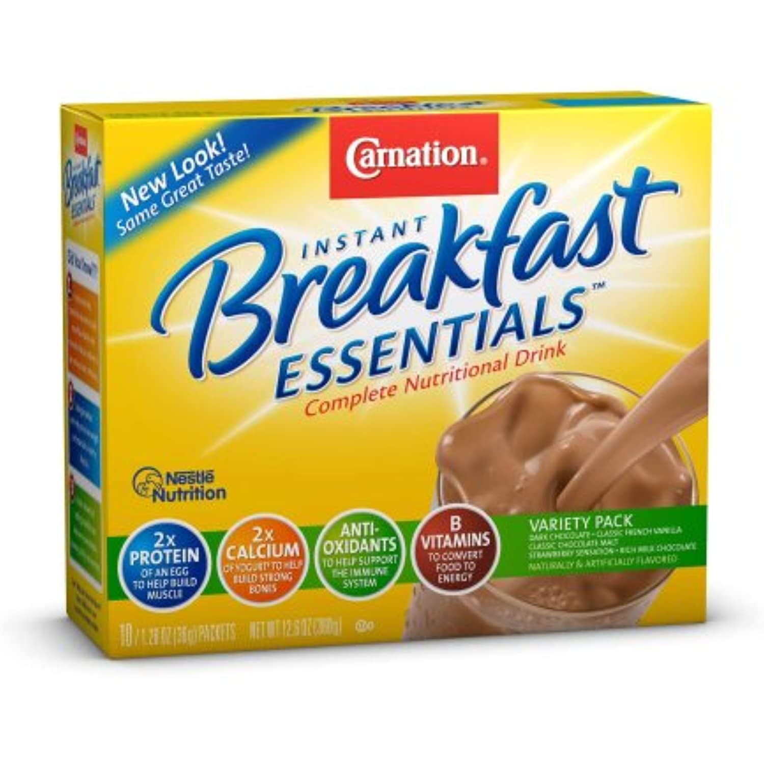 Carnation Instant Breakfast Essentials, Variety Pack, 10 Count, 1.26