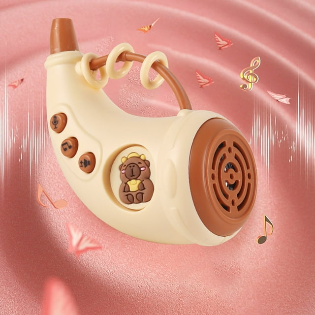 Uklsqma Microphone d'Enregistrement pour Enfants / Pendentif Casse-Tête Musical Multifonctionnel / Contrôle du Volume / Instrument de Musique Portable pour Éducation Précoce / Bleu Rose Brun / Intérieur Extérieur