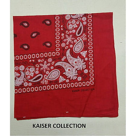- LWS LA Wholesale Store 12, 1 Dozen 100% Cotton Paisley Bandana Red Double Sided Kaiser Collection