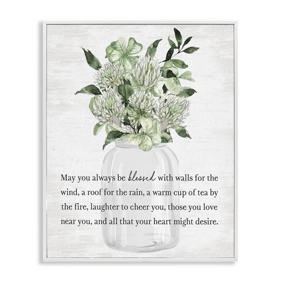 Stupell Industries Spring Floral Blessing Botanical & Floral Painting White Framed Art Print Wall Art, 24 x 30