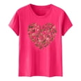thumbnail image 2 of Primavera Top Mujeres de Moda de Cuello Redondo con Patrones de Corazón de Manga Corta Camiseta Top para Uso Diario Y de Fiesta, 2 of 5
