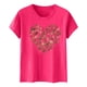 thumbnail image 4 of Primavera Top Mujeres de Moda de Cuello Redondo con Patrones de Corazón de Manga Corta Camiseta Top para Uso Diario Y de Fiesta, 4 of 5