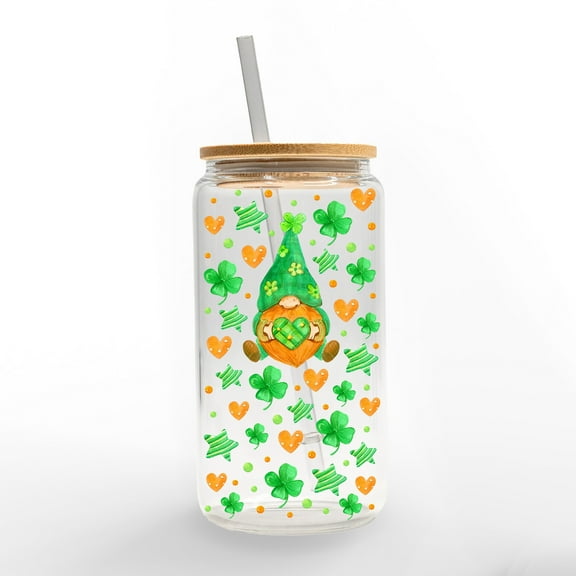 Creative Products Irish Gnome 16oz Glass Can Cup