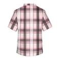 thumbnail image 5 of Domuza Scrub Top Men Plaid Stripe Printed V Neck Short Sleeve Nurse Uniform Loose Fit Comfy Soft Medical Scrub Tops with 3 Pockets Pink 2XL, 5 of 5